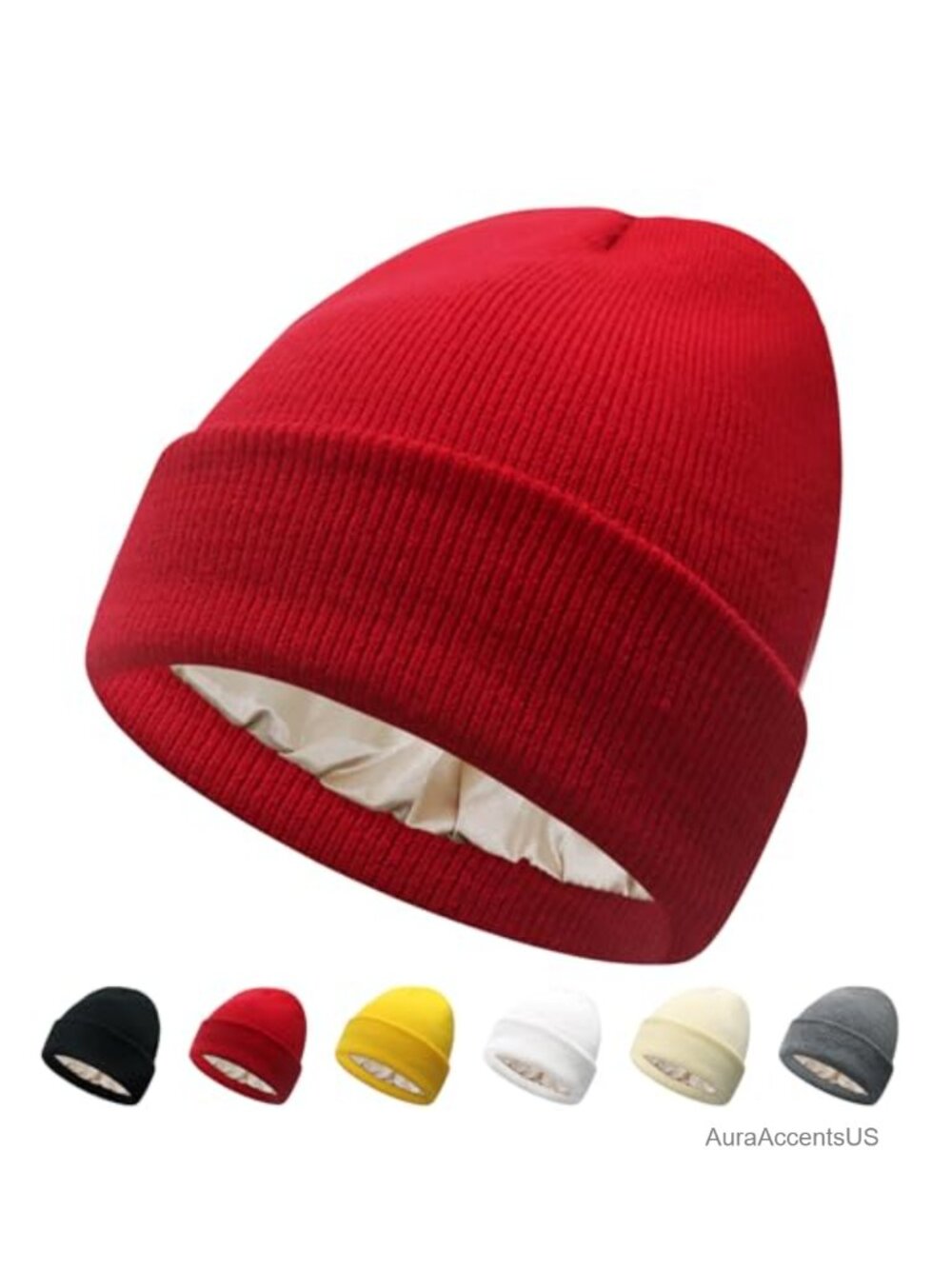 Satin Lined Beanie Winter Hat Warm Silk Lined Skull Cap for Women